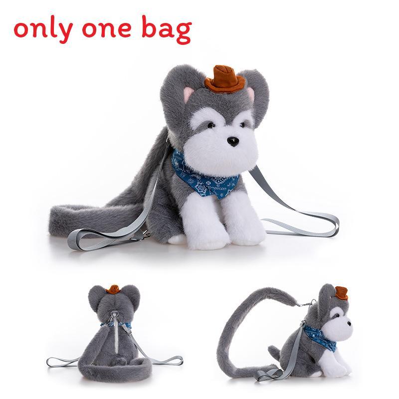 Cartoon Fox Schnauzer Golden Retriever Plush Backpack For Childrens Birthday Gift And Storage