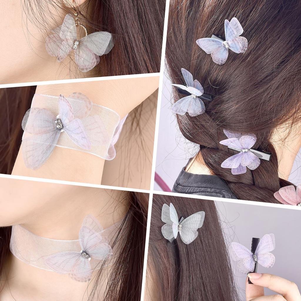10pcs/Lot 5cm Double Layer Lace 3D Butterfly Applique Simulation Mesh For Handmade Clothes Nail Hair Clip Wedding Decoration