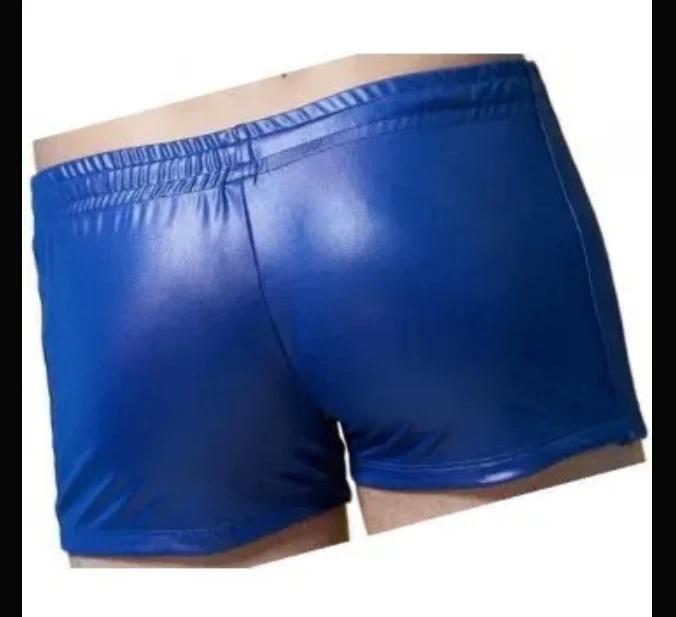 Gym Shorts Genuine Men's Pants Handmade Leather Sports Blue Short Lambskin Boxer