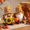 Rustic Sunflower Party Supplies Thanksgiving Plush Gnome Decoration, Fall Scandinavian Tomte Dwarf Figurine, Stuffed Pumpkin Seasonal Tiered