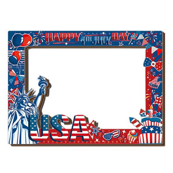 Yousheng 4th of July Patriotic Photo Frame, Independence Day Wooden Picture Frame, Red White Blue Photo Display Holder for Table Home Decor B