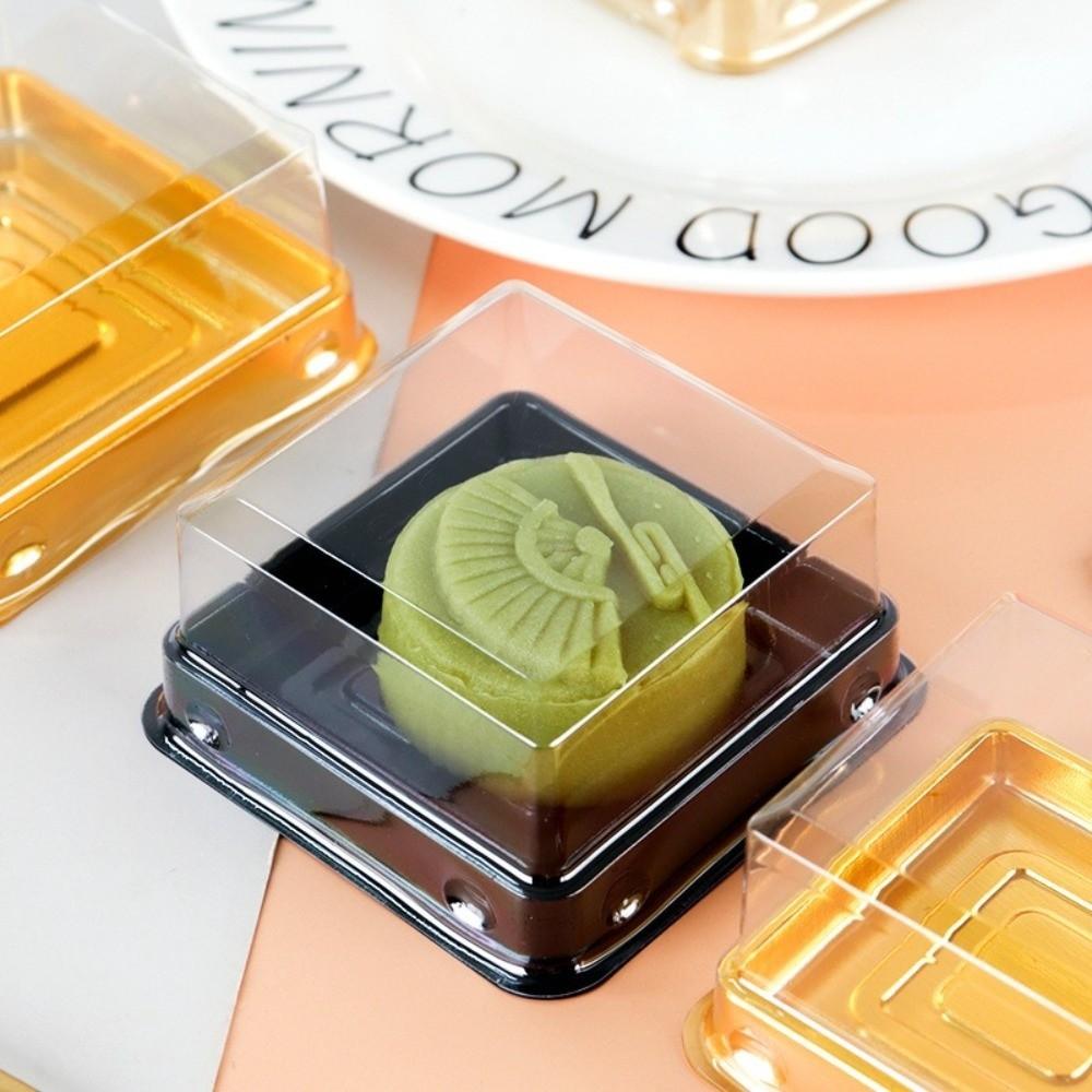 50pcs Transparent Muffin Container Box Square Shape Cookies Sealed Storage Box  Wedding