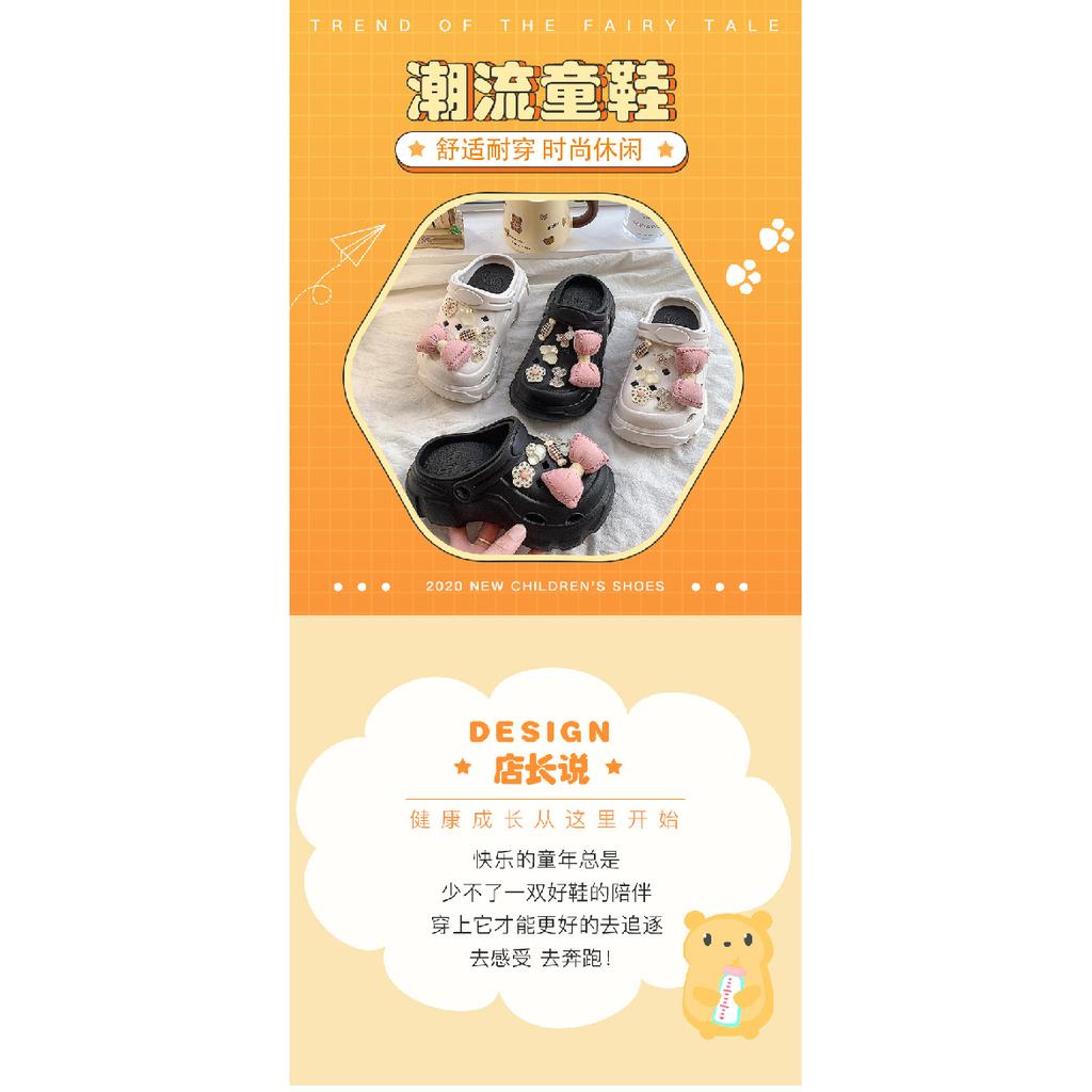 Summer Versatile Girls' Thick-Soled Slippers New Bowknot Camellia Design EVA Croc-style soft-soled non-slip sandals