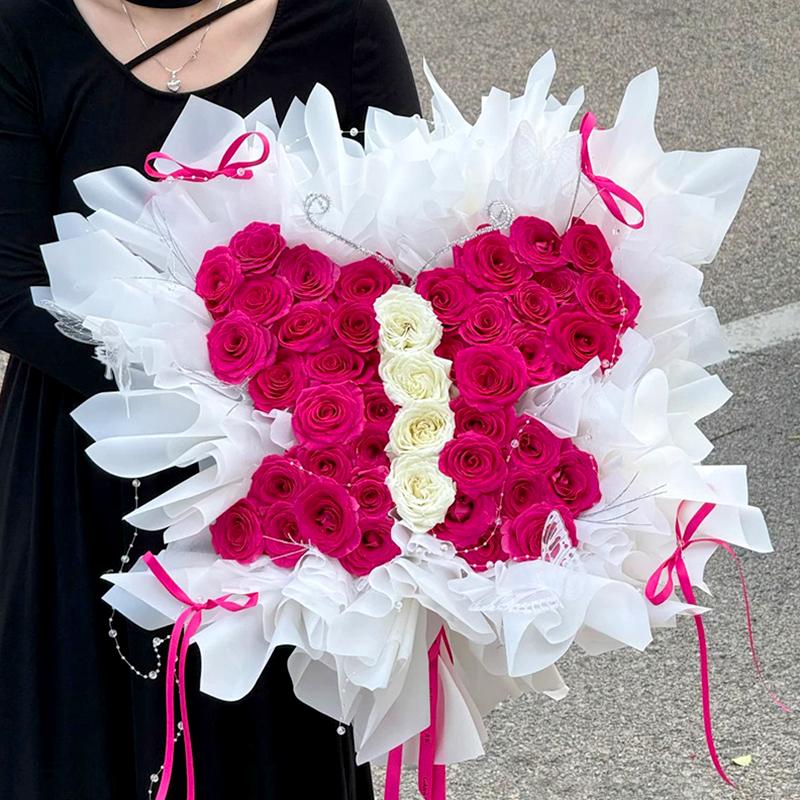 1Set Packaging Tool Fashion PVC DIY Packaging Material Mother's Day Bouquet Stand Butterfly-shaped Flower Arrangement