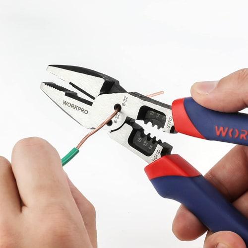 WORKPRO Heavy-Duty Pliers, 200mm, Multi-Function, Wire Cutter, Nipper, Stripper, Bolt Cutter, Wire Stripper, Electrician, Home DIY