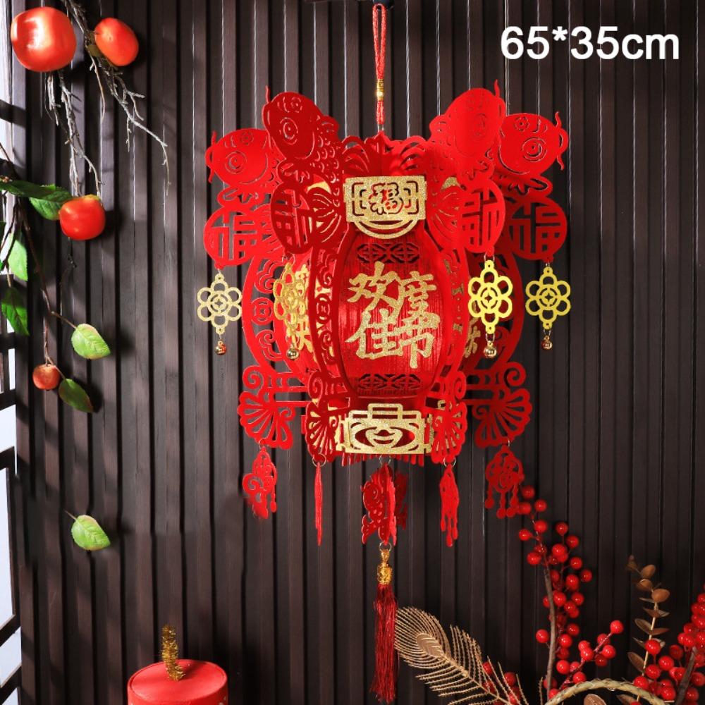 New Non-woven Chinese Lanterns Red 3D Festival Hanging Lanterns Handmade DIY New Year Lantern New Year