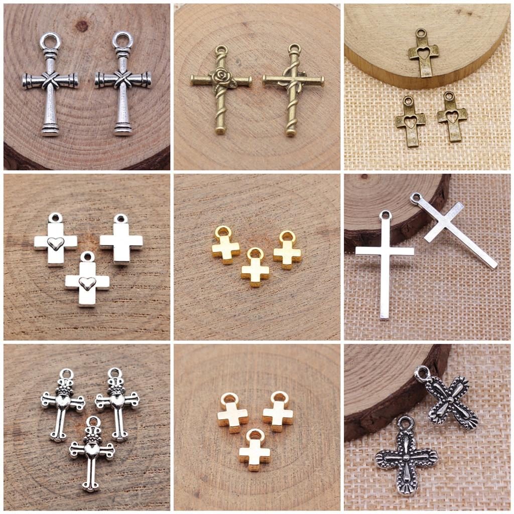 Heart Cross Shaped Charms Pendant For Bracelet Necklace Jewelry Making Craft Findings