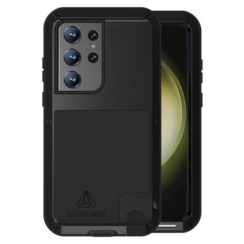 

LOVE MEI Для Samsung Galaxy S23 Ultra Чехол для мобильного телефона Силикон+Металл Противоударный чехол для телефона Black