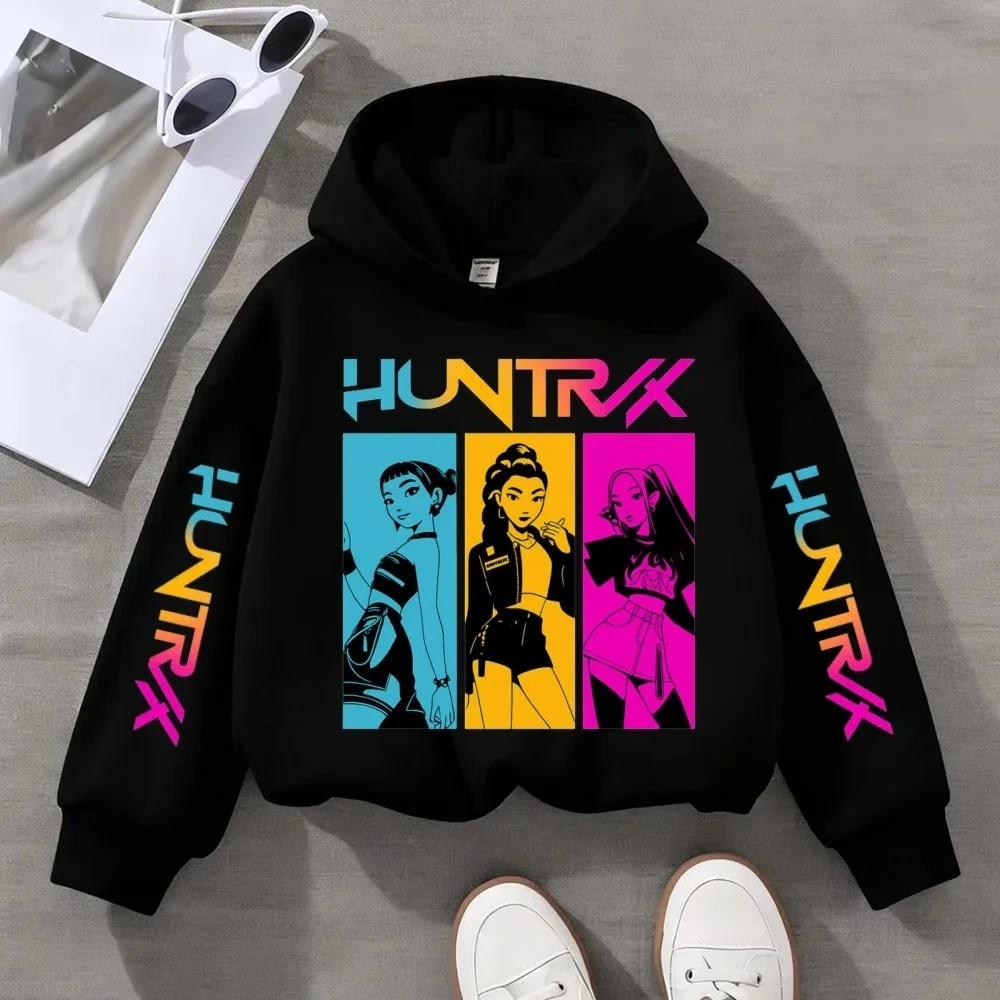 KPOP Devil Hunter New Children Hooded Sweatshirt Boy Girl Autumn Winter Daily Outdoor Vacation Casual Loose Warm Soft Sportswear