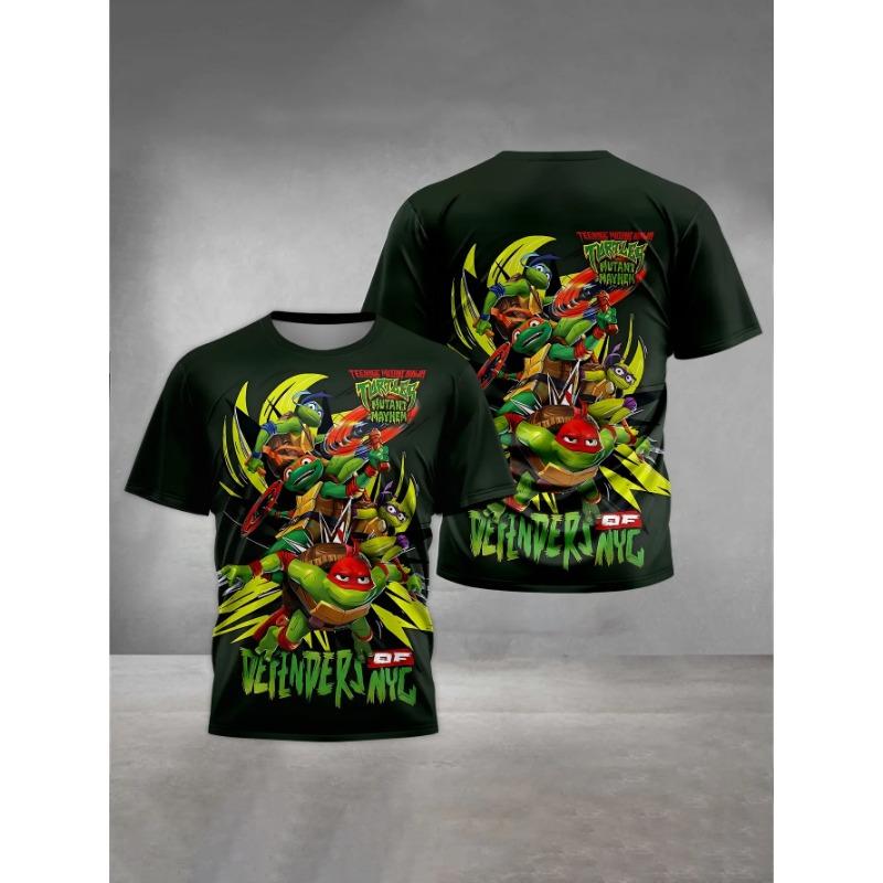 Summer Round Neck 3D Teenage Mutant Ninja Turtles Printed Top Fashionable Casual Short Sleeved Children's Boy T-shirts