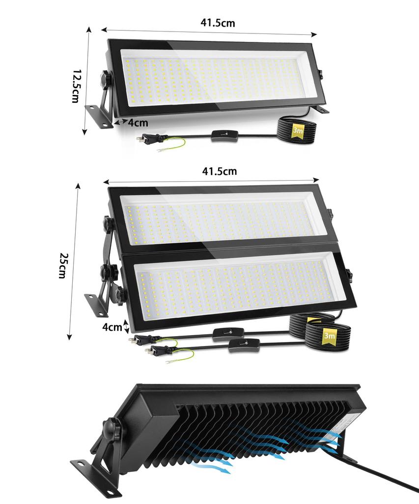 120W LED Floodlight, High Bay Light, High Brightness, 13,000lm (equivalent to a 1200W mercury vapor lamp), 6500K Daylight White, IP66 Waterproof and