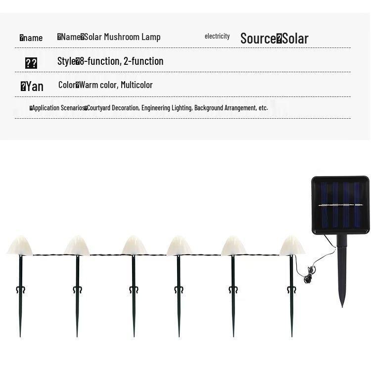 Solar-Powered Waterproof LED Mushroom String Lights for Outdoor Gardens