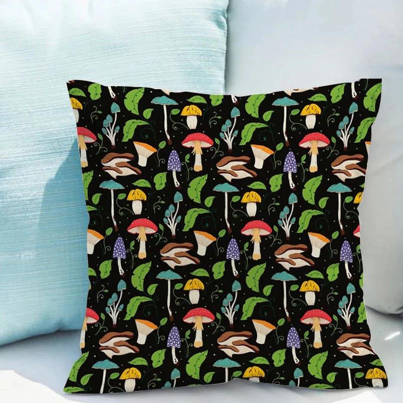 Bed Pillowcases for Pillows Fluorescent Mushroom Cushions Double-sided Printing Pillowcase 45*45 Cushion Covers 45x45 Cover Sofa