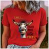 Camiseta de Algodón para Mujer con Estampado de Burro Risueño Holgada Cuello Redondo Casual Manga Corta Top de Moda Ropa Verano