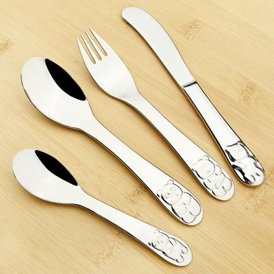 Messer Teelöffel Gabel Set 304 Edelstahl Kinder Besteck Set Cartoon-Muster Carving Kinder Geschirr Besteck