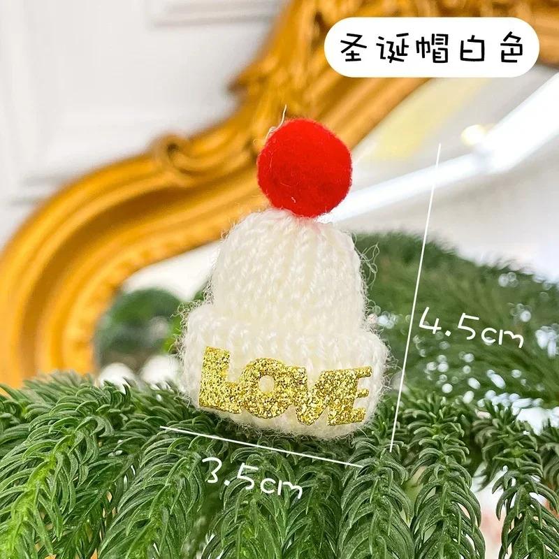 Cute Small Christmas Hat Knitted Wool Hat Cute Mini Finger Set Xmas Tree Ornaments Decoration Supplies