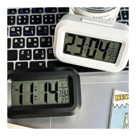 Clock Small LCD Display for Desk Electronic Clock Time Western Year Date Synchronized Display of Day of the Week and Environmental Temperature Meets