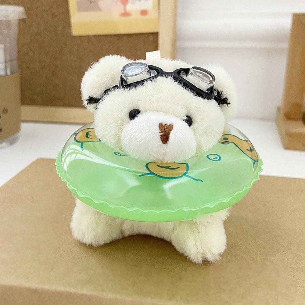 

PVC Goggles Animal Pendant Stuffed Plush Bear Key Ring Creative Swimming Bear Keychain Couple бежевый