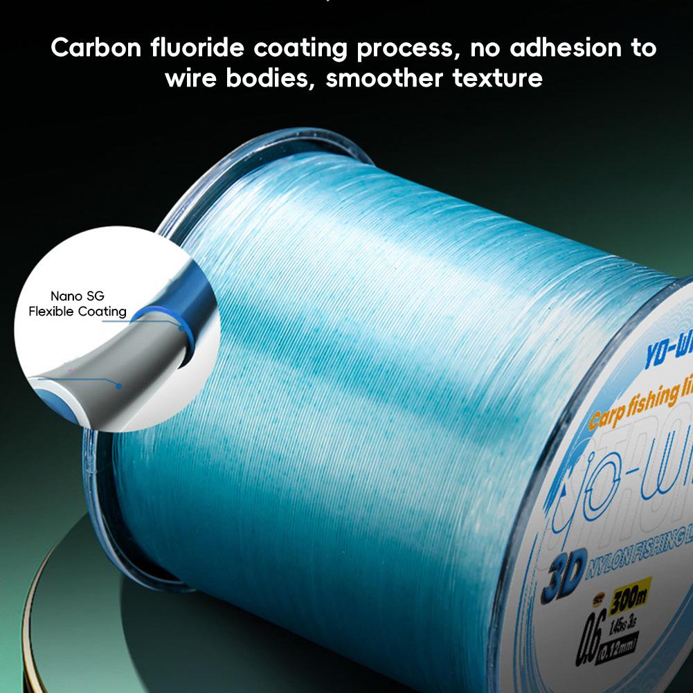 1 Rolle 300M Fluorocarbon-beschichtete Angelschnur Unsichtbare Schnur Super starke Zugfestigkeit Gepunktet Sinkend Nylon Pesca Angelzubehör
