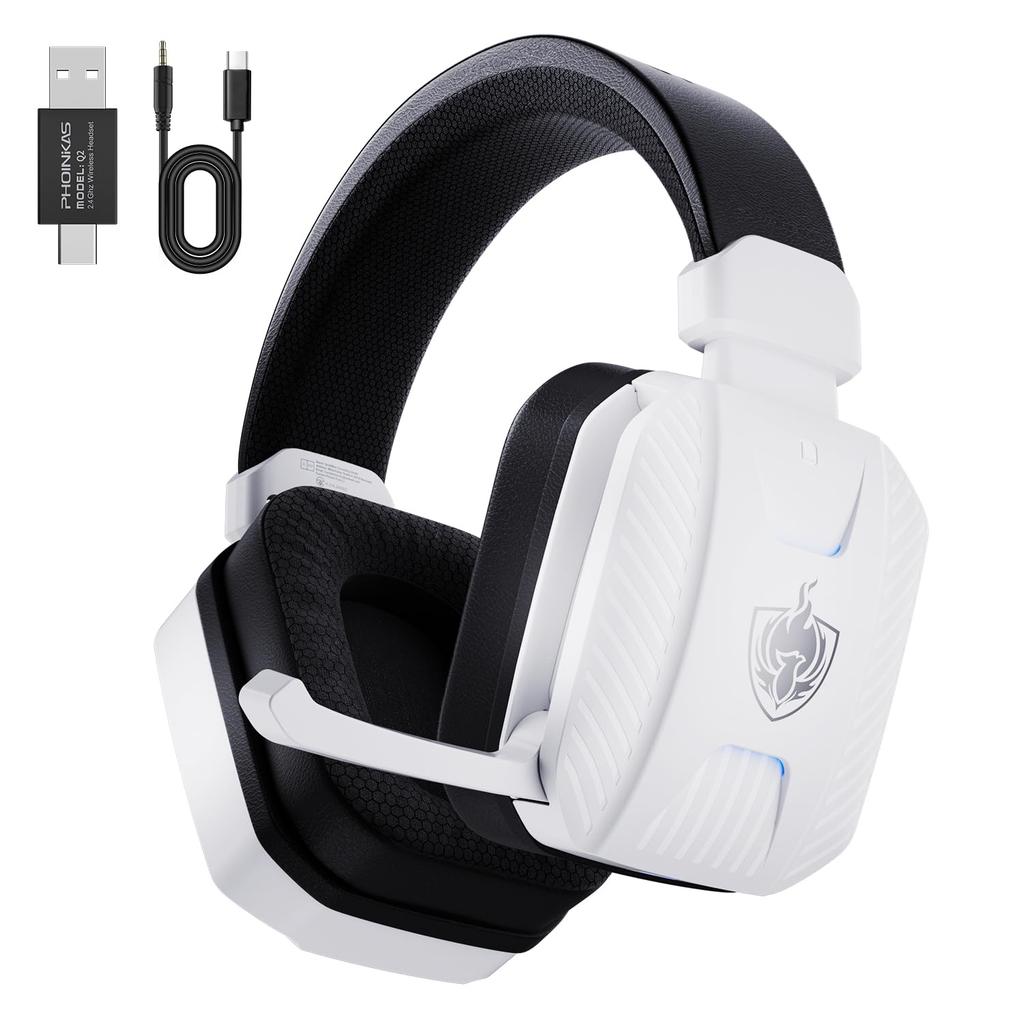Low Latency Gaming Wired and USB Bluetooth Detachable 45 Hours of Continuous Enhanced Compatible with Xbox and White Headset, Wireless, 2.4GHz, 5.3,