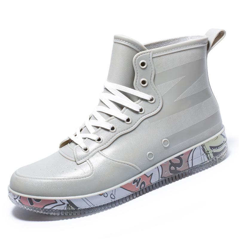 

Модные граффити дождевые ботинки мужские и женские короткие резиновые сапоги для взрослых нескользящие водонепроницаемые сапоги резиновая обувь 43 серый