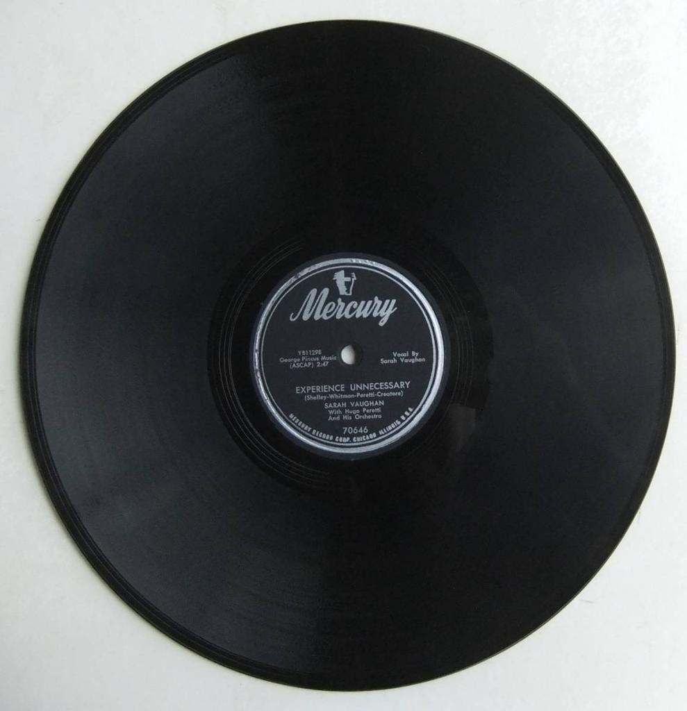 SP 78 RPM SARAH VAUGHAN Slowly With Feeling Experience Unnecessary Mercury 70646
