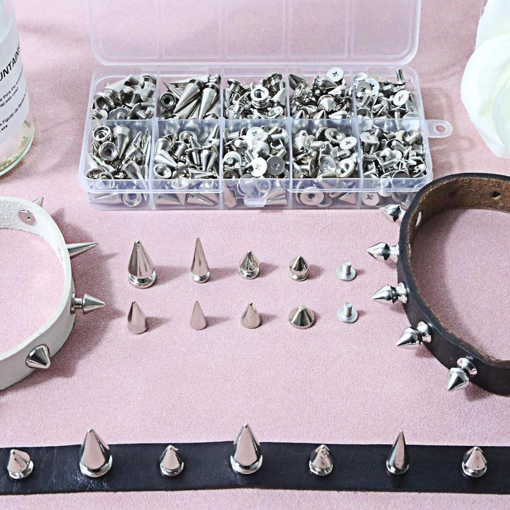 354-Piece Punk Rivet Set: Conical Leather Decoration Studs with Tool