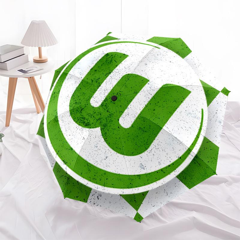 VfL Wolfsburg,  Automatic Opening and Closing, 8 rib Structure Portable Umbrella, Suitable for Men and Women in All Seasons  Perfect Gift fo