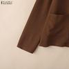 ZANZEA Women Casual Notched Lapel Loose Long Sleeve Thin Cardigan Blouse