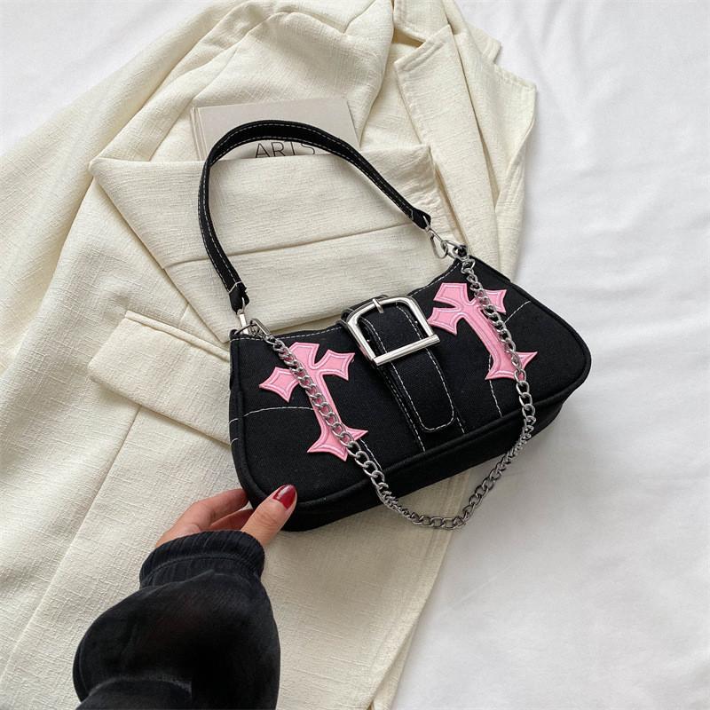 

Trendy Street Style Canvas Satchel For Women With Chic Stitching And Magnetic Closure чёрный