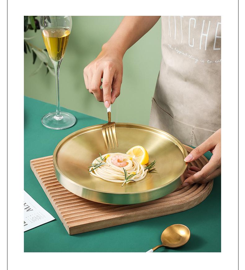 Korean Style Gold Double-Layer Stainless Steel Plate for BBQ & Hot Pot