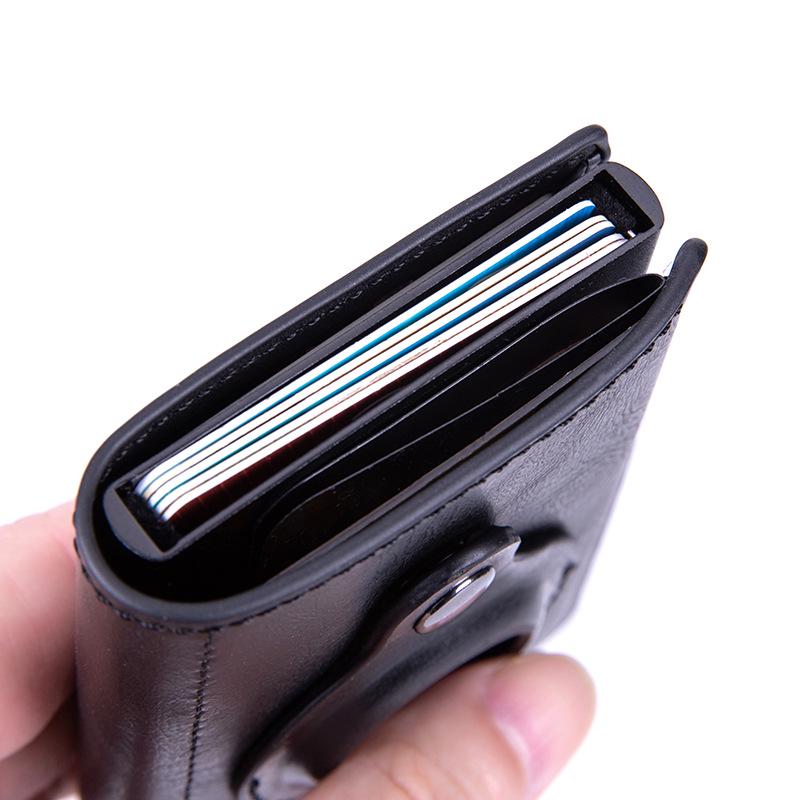 RFID Tracker AirTag Case: Carbon Fiber & Leather Money Clip Card Holder