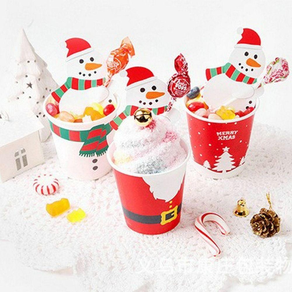 50pcs Santa Claus Lollipop Paper Cards Package Paper Kids Candy Gift Package  Decoration