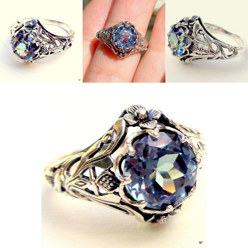 Elegant Creative Fashion Vintage Hollowed Out Multicolour Flower Ring Silver Ring