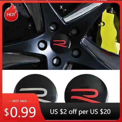 For VW VOLKSWAGEN 2026 New 4Pcs 60mm Aluminium R Logo Badge Car Wheel Center Hub Caps Stickers For VW Volkswagen Car Styling Whe