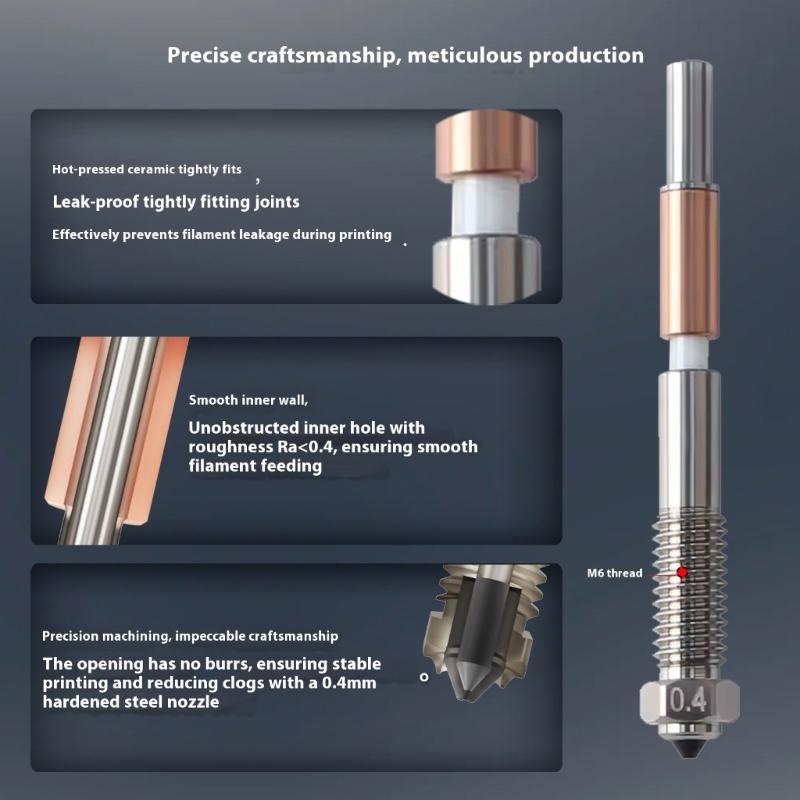 Alloy 3D Printer Nozzle Featuring Clog Design And High Wear Resistance Up To 300℃
