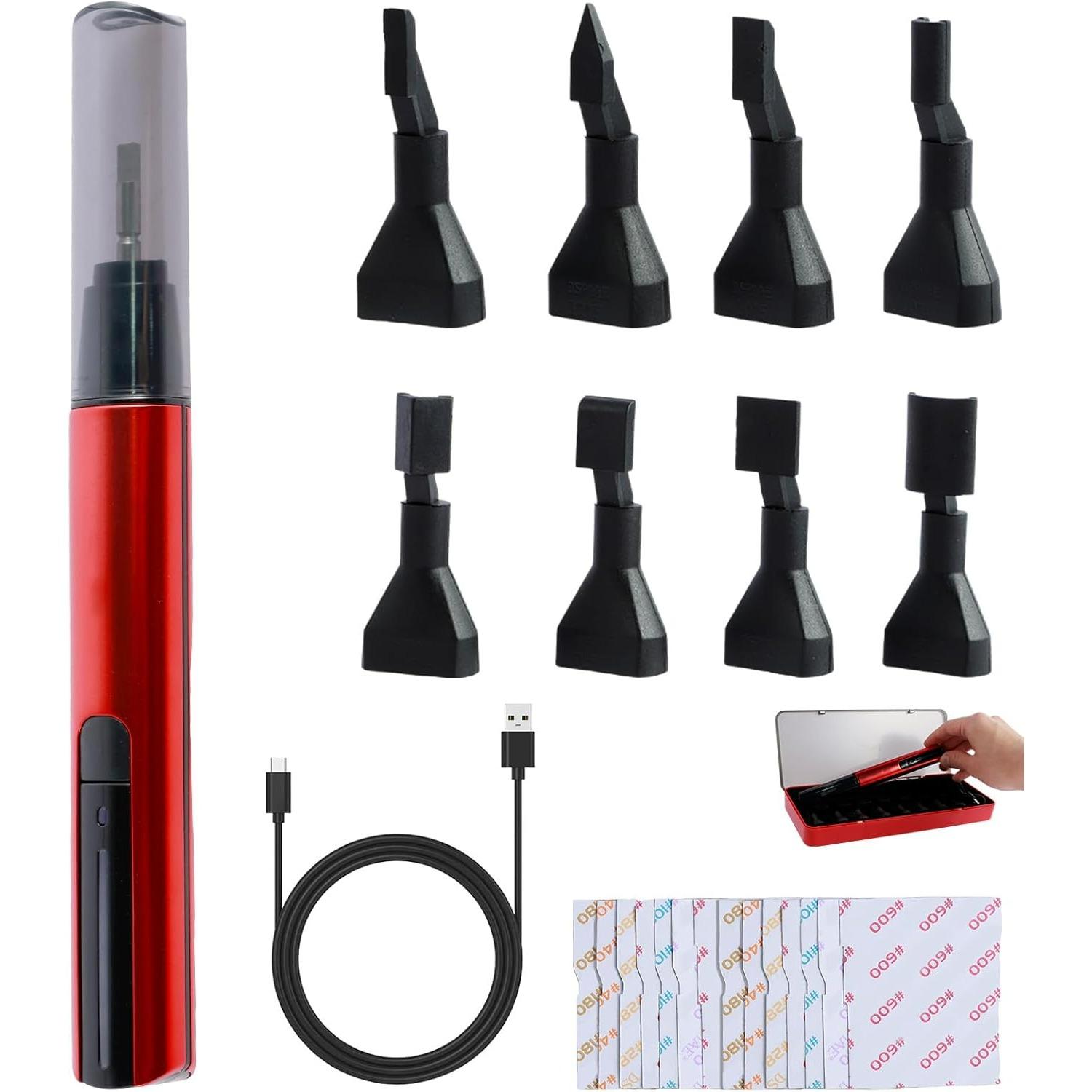 

Reciprocating Sander,USB Quick Charging Electric Sanding Pen,Mini Pen Sander With 8pcs Sanding Head W