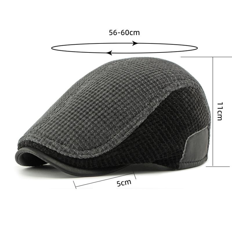 Warm Cap for Middle-Aged and Elderly Men's Winter Ear Protection Beret Peaked Cap