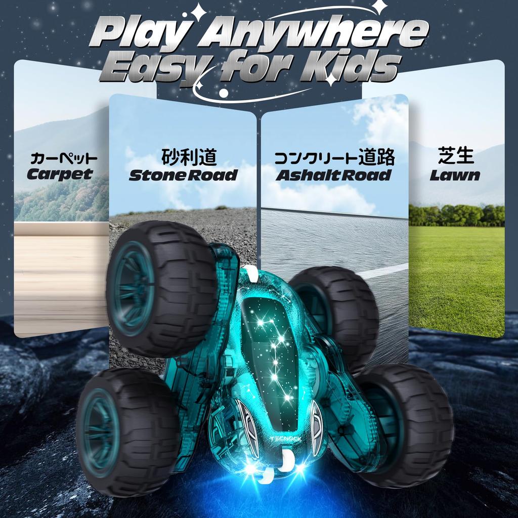 Tecnock RC Car for USB Direct Stunt RC Toy Car for Birthday Gift Kids, Type-C Rechargeable, Car, 360-Degree Rotation, Double-Sided Driving, Off-Road,
