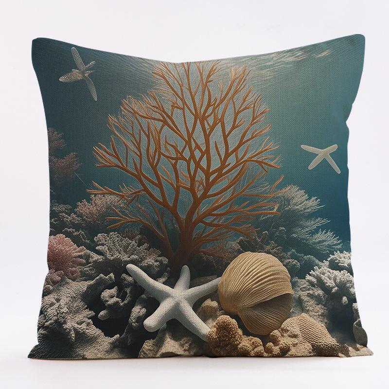 Marine Creature Patterns Throw Pillow Cover with Short Plush Print for Living Room Sofa Decoration Cushion Cover Pillow Covers