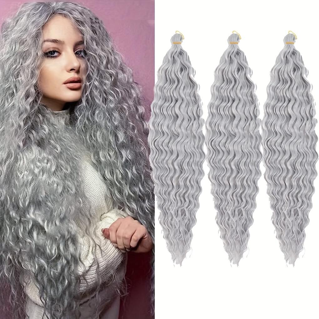 Kadınlar İçin "Moda" Okyanus Dalgası Tığ İşi Saç Uzantıları - 22" Yumuşak Ombre Su Dalgası, Sentetik Kıvırcık Örgü Saç