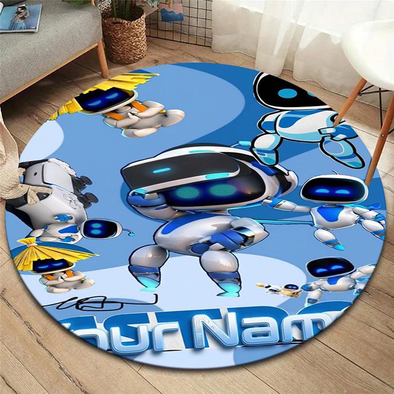 ASTRO BOT Custom Name Round Area Rug,Carpet Rug for Living Room Bedroom Sofa Playroom Decor,Non-slip Floor Mat