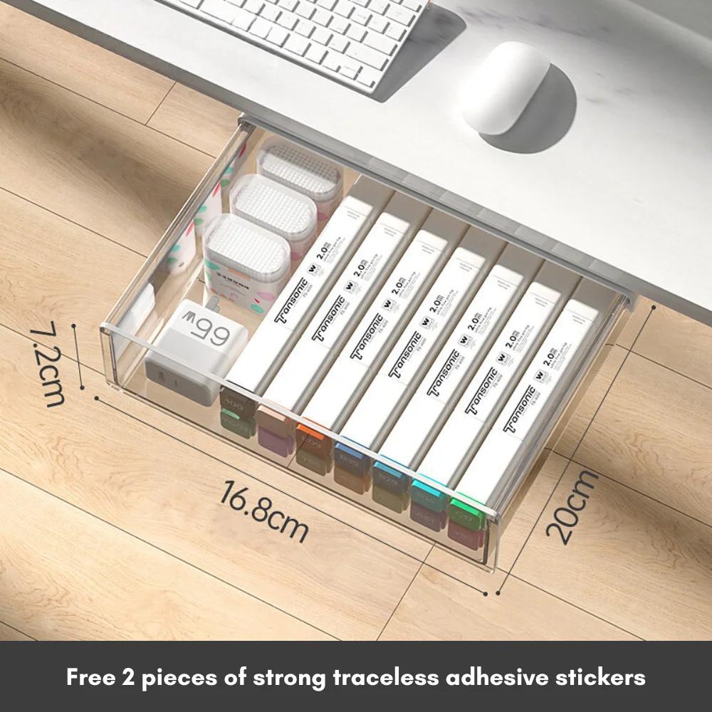 Under-desk Drawer Storage Box, Large Capacity Desk Invisible Storage Box Easy To Install Shelf Desk Stationery Organizer