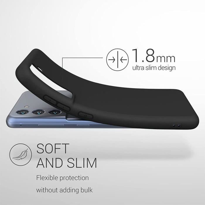 Silicone Case - Booling - for Samsung Galaxy S21 FE - Black - 2 Tempered Glasses - Slim Protection