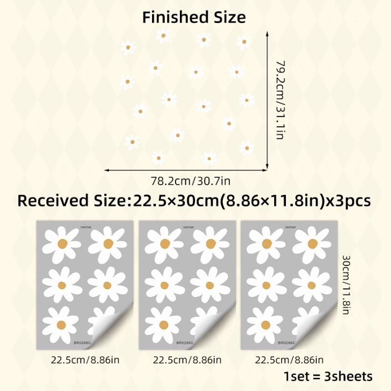 Floral Daisy Flower Wall Stickers Girls Room Decorative Wall Decals for Bedroom Living Baby Nursery Kids Room