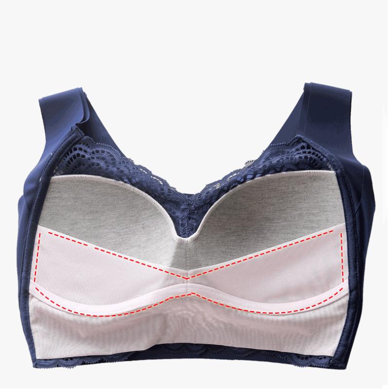 Sexy Large Size Underwear Female Sense of Lace Thin Section Without Steel Ring Undershirt Type Increased Sports Sleep Polymerization Bra