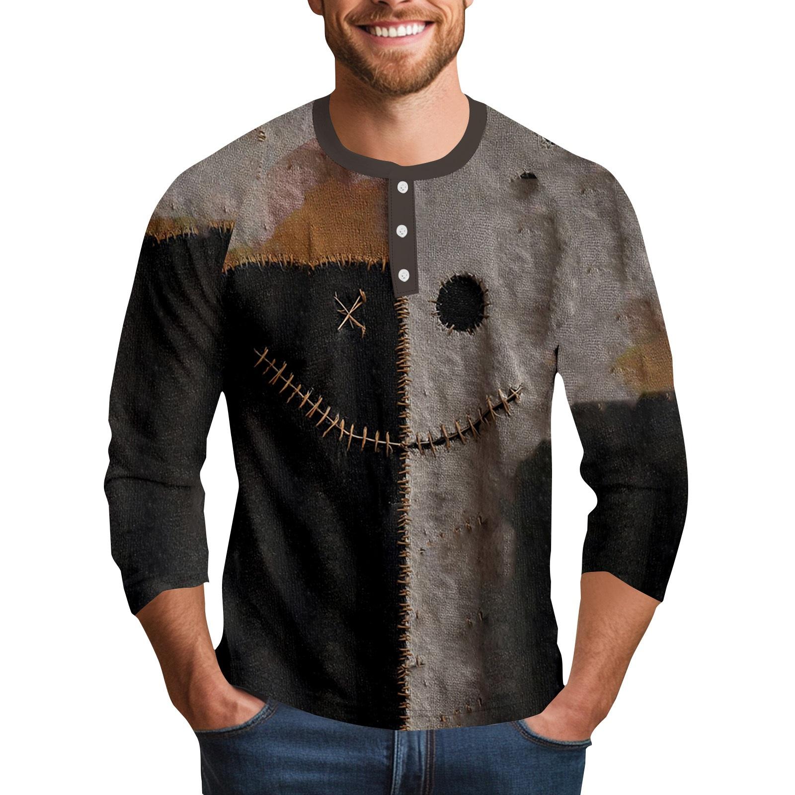 

Мужской Хэллоуинский принт на воротнике, рукав три четверти S