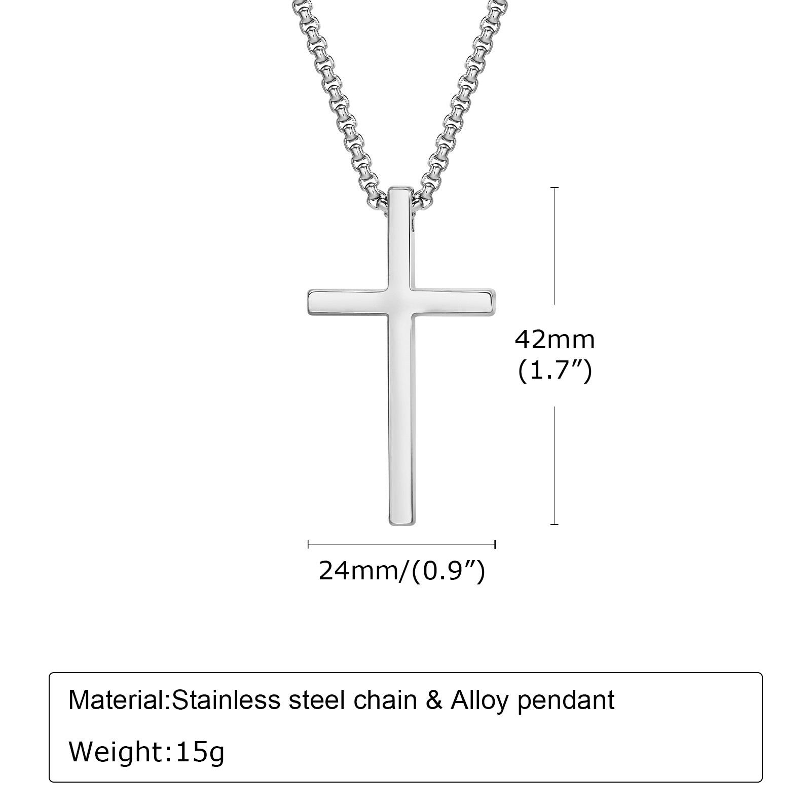 Vnox Unisex Box Chain Cross Necklaces, Men Women Stainless Steel Chain with Alloy Cross Pendant, Religious Faith Cross Necklace 60cm