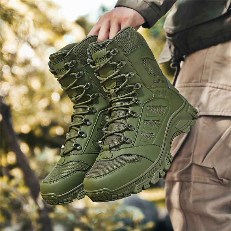 Popular direct sales new off-road training hiking combat comfortable wear-resistant thick-soled military boots hiking shoes