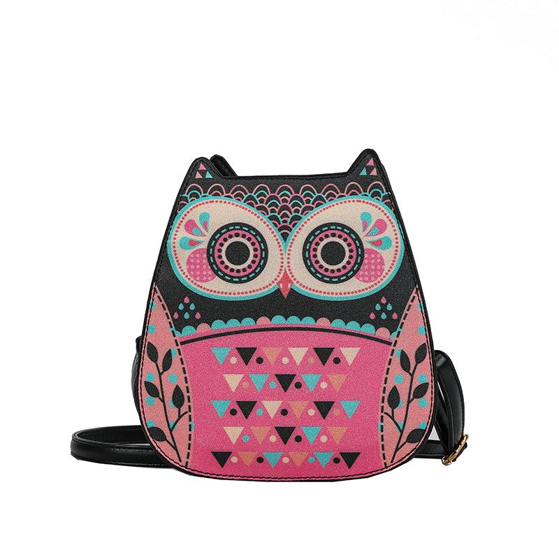 

Bags cute small bag summer 2025 new Japanese soft girl cartoon owl shape shoulder small round bag pu рожевий
